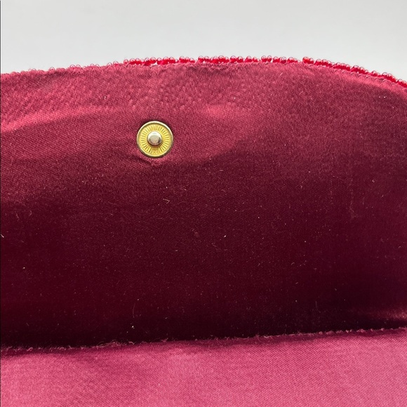 La Regale Red Gold Silver Beaded Clutch Evening Bag Elegant Classic Vintage - Picture 10 of 12